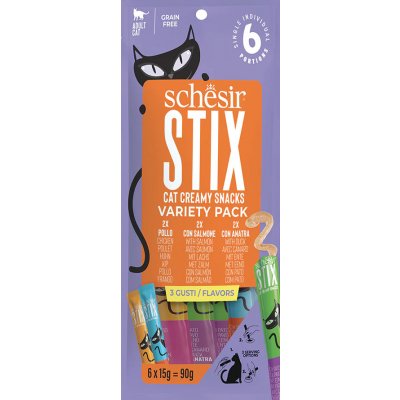 Schesir Cat Stix Liquid Snack Variety 6 x 15 g – Hledejceny.cz