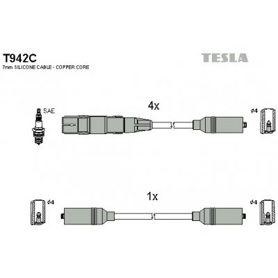 TESLA Sada kabelů pro zapalování T942C – Zboží Mobilmania