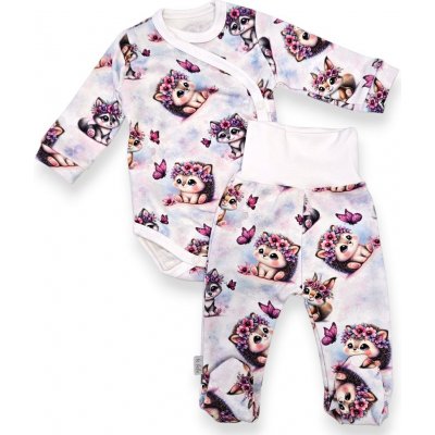 Le Bebe Souprava body polodupačky Zvířátka a růžoví motýlci – Zboží Dáma