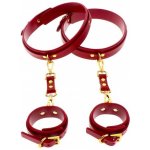 Taboom Wrist to Thigh Cuff Set červená pouta z umělé kůže na stehna a zápěstí – Zboží Mobilmania