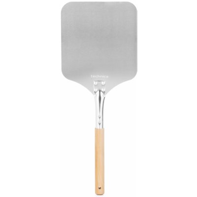 Lopata na pizzu s dřevěným úchytem, čtvercová, 228x280x580 mm | TECHNICA, Pizza Line inox, přírodní – Zboží Mobilmania