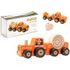 Dřevěná hračka Cubika 15351 Traktor s vlekem dřevěná skládačka s magnetem 3 díly