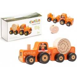 Cubika 15351 Traktor s vlekem dřevěná skládačka s magnetem 3 díly