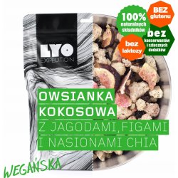 Lyofood Kokosová ovesná kaše s borůvkami fíky a chia semínky běžná porce 100 g