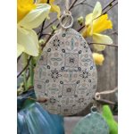 Dekorace vajíčko plechové závěsné 10 cm x 7 cm krémová – Hledejceny.cz