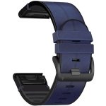 X-Site silikon/kožený pro Garmin QuickFit 26mm, modrý ERQCKL-007BL26 – Zboží Mobilmania