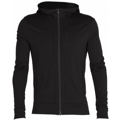 merino mikina ICEBREAKER Mens Quantum III LS Zip Hood Black – Zboží Mobilmania