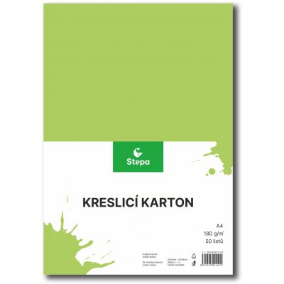 Stepa kreslicí karton barevný A4 50ks světle zelený – Zboží Dáma