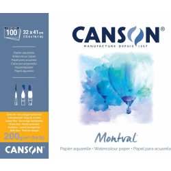 Canson Pad Montval Cold Pressed Skicář 41 x 32 cm 200 g Natural White