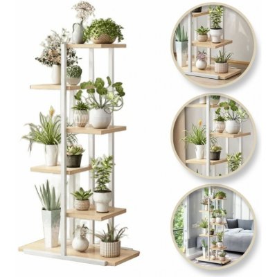 Flamenco Mystique Stojan na květiny 113 x 60 x 20 cm bílý a hnědý SZ16B – Hledejceny.cz