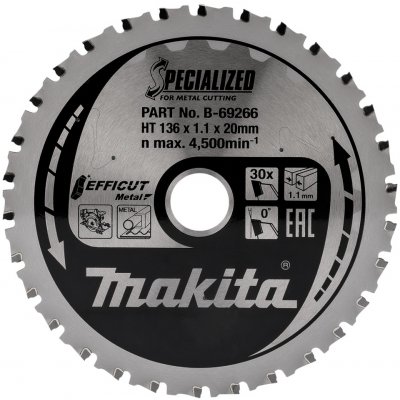 Makita B-69266 TCT pilový kotouč EFFICUT kov 136mm x 30T – Zboží Mobilmania