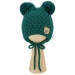 BABY NELLYS Zimní pletená čepice Teddy Bear na zavazování zelená – Zboží Dáma
