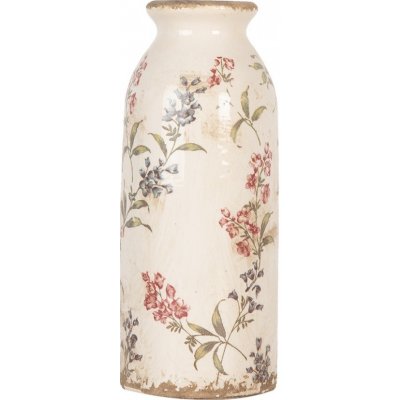 Clayre & Eef Béžová antik keramická váza s lučními květy Monnia - Ø 8*20 cm - Clayre & Eef – Hledejceny.cz