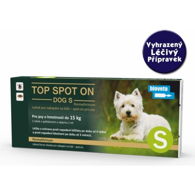 Bioveta Top Spot-on Dog S do 15 kg 1 x 1 ml – Hledejceny.cz