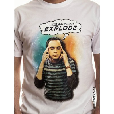 Funko pánské tričko Big Bang Theory SHELDON YOUR HEAD WILL NOW EXPLODE bílé