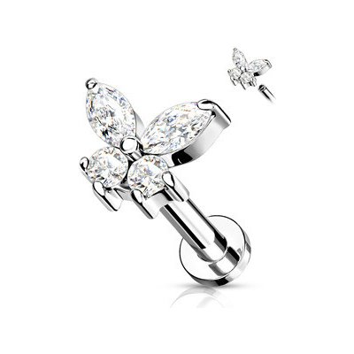 Šperky4U Labreta helix tragus piercing motýlek LB0023C-1206 – Zboží Mobilmania