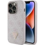 Pouzdro Guess PU 4G Strass Triangle Metal Logo iPhone 15 Pro růžové – Zboží Mobilmania