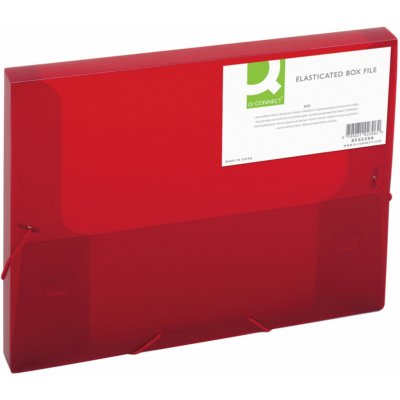 Q-CONNECT Box na spisy Q-C A4 s gumič, transp. červená 2,5cm