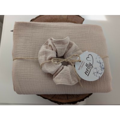 Nelly mušelínová šála s gumičkou Cappuccino – Zboží Dáma