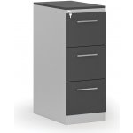 Primo Kovová zásuvková kartotéka s dřevěnými čely A4 3 zásuvky šedá/grafit – Zboží Dáma