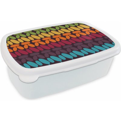 MuchoWow® Box na oběd BČervenázeit 11x17x6cm Háčkované vzory - Retro - Rainbow Dětský box na svačinu – Zboží Mobilmania