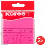 KORES 75 x 75 mm, 100 lístků, růžový neon - balení 3 ks – Hledejceny.cz