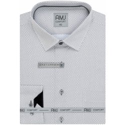 AMJ pánská bavlněná košile dlouhý rukáv prodloužená délka VDBPR1320 bílá s kolečky