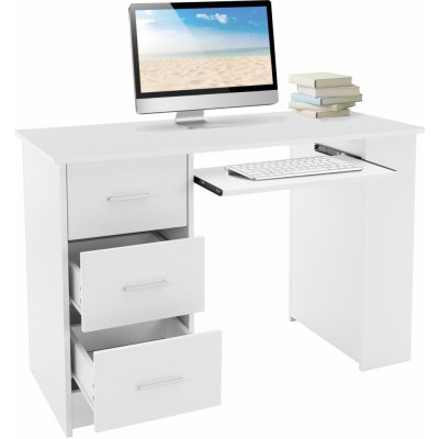 ML-Design psací stůl se 3 zásuvkami, 110x49x75 cm, bílý
