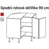 Kuchyňská dolní skříňka EBS ES90RLB skříňka spodní rohová lomená bílá lesk, 90cm