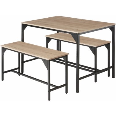 tectake 404341 sestava stolu a laviček bolton 2+1 - industrial světlé dřevo – Hledejceny.cz