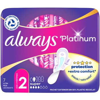 Always Platinum Ultra Super Plus velikost 2 hygienické vložky s křidélky 7  ks od 37 Kč - Heureka.cz
