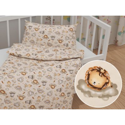 Biante Dětské bavlněné povlečení Sandra SA-534 Africká zvířátka na obláčcích na šedobéžovém 90 x 140 cm 40 x 60 cm – Zboží Mobilmania
