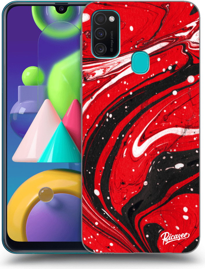 Pouzdro Picasee silikonové Samsung Galaxy M21 M215F - Red black černé