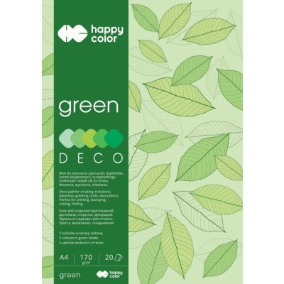 Happy Color Blok Deco Green A4 170g 20 listů 5 barev zelené odstíny HA 3717 2030 052 – Zbozi.Blesk.cz