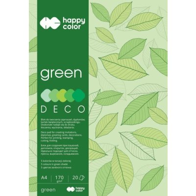 Happy Color Blok Deco Green A4 170g 20 listů 5 barev zelené odstíny HA 3717 2030 052 – Zboží Dáma