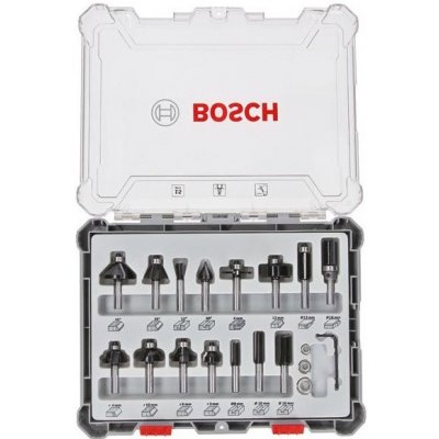 Bosch sada stopkových fréz 15 ks, stopka 6 mm 2607017471 – Sleviste.cz