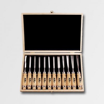 XTLine 790300 - Dláta řezbářská 12ks, dřevěný obal + DÁREK ZDARMA -: - – Sleviste.cz