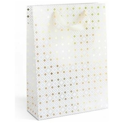 Galeria Papieru Dárková taška - L, 33 x 24cm, bílá, zlatý vzor, 5 – Sleviste.cz