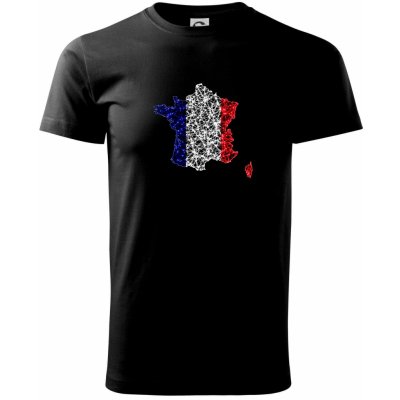 Francouzská vlajka body mapa klasické pánské triko černá – Zboží Mobilmania