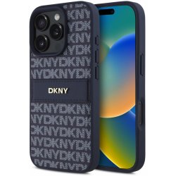 DKNY Leather Repeat Pattern Tonal Stripe pro iPhone 16 Pro Blue