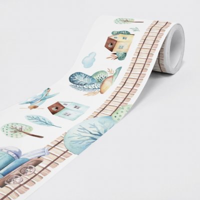 DIMEX SBD-15-011 Vliesová samolepicí bordura Vláček, rozměry 15 cm x 5 m bílá, m – Zboží Dáma