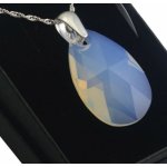 Swarovski Elements Pear stříbrný (přívěsek + řetízek) bílá slzička, kapka 54035.3 White opal bílá – Hledejceny.cz