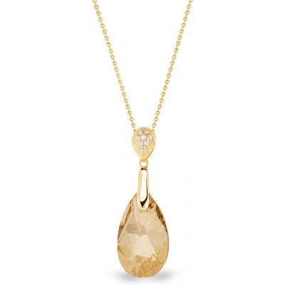 Spark Stříbrný pozlacený se Swarovski elements zlatá kapka dainty drop NG610616GS Gold shadow – Zboží Mobilmania