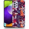 Pouzdro a kryt na mobilní telefon Samsung Picasee silikonové Samsung Galaxy A52 5G Purple Leaf černé