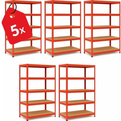Vyprodej-Regalu.cz Regál 1800 x 900 x 400 mm 5 polic červený 5 ks – Hledejceny.cz