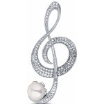 JwL Luxury Pearls třpytivá perlová brož Houslový klíč JL0793 – Zboží Dáma