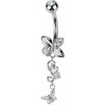Šperky4U Visací piercing do pupíku s motýlky - WP0117 – Sleviste.cz