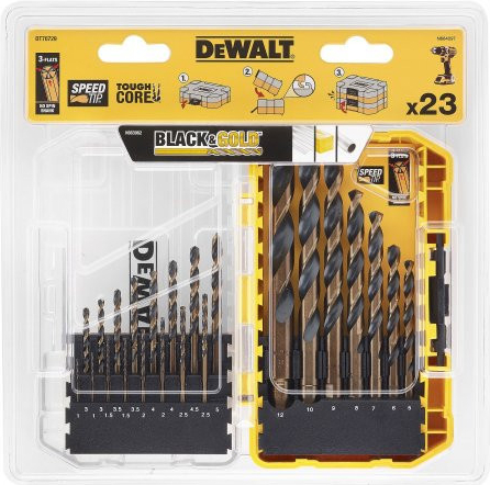 DeWALT 23 dílná sada vrtáků do kovu HSS-G Black&Gold, DT70729