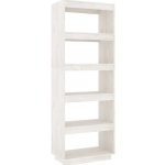 HangarStore.cz Knihovna/dělicí stěna bílá 60x35x167 cm masivní borovice, 810875 – Zboží Dáma