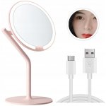 Zrcadlo zrcadlo na líčení Amiro růžové s LED osvětlením 5x – Zboží Mobilmania